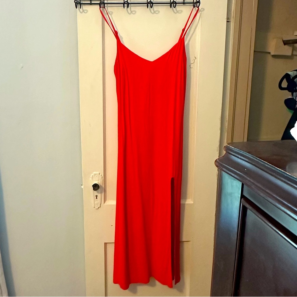 Reformation bright red slip dress size 4